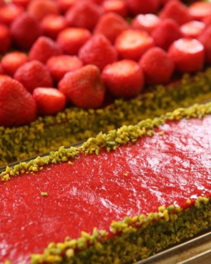 Tarte Trocadéro Fraises Pistache 13 pers