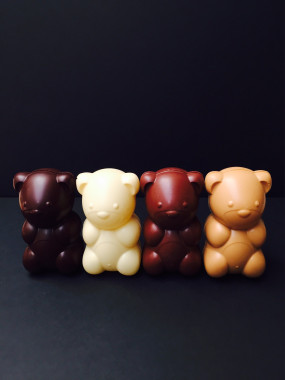 Pack Grand ourson chocolat noir + 2 œufs striés